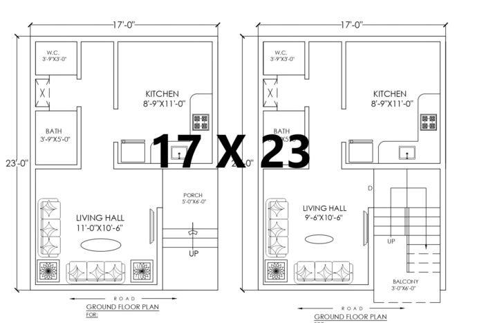 17 * 23 house plan