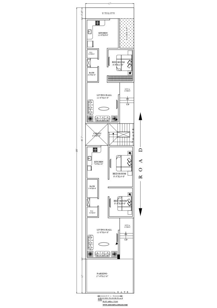 17x100 house plan