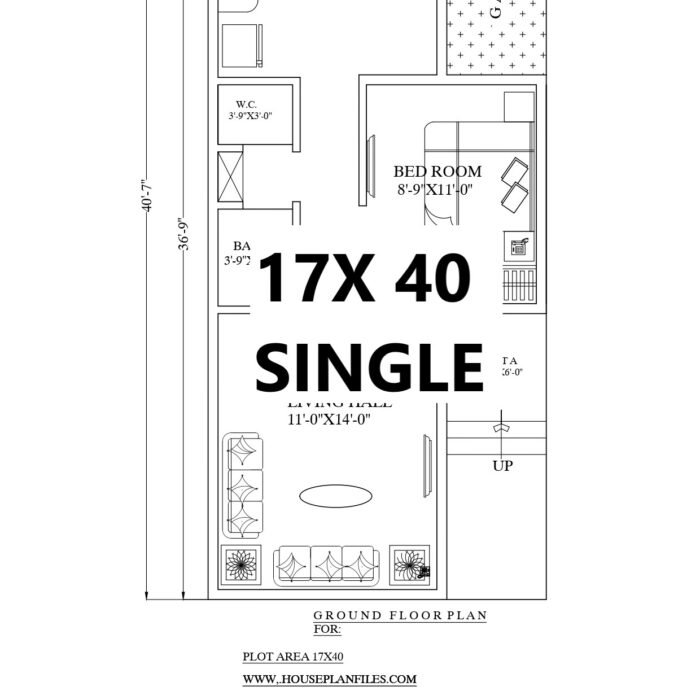 17x40 1bhk house plan