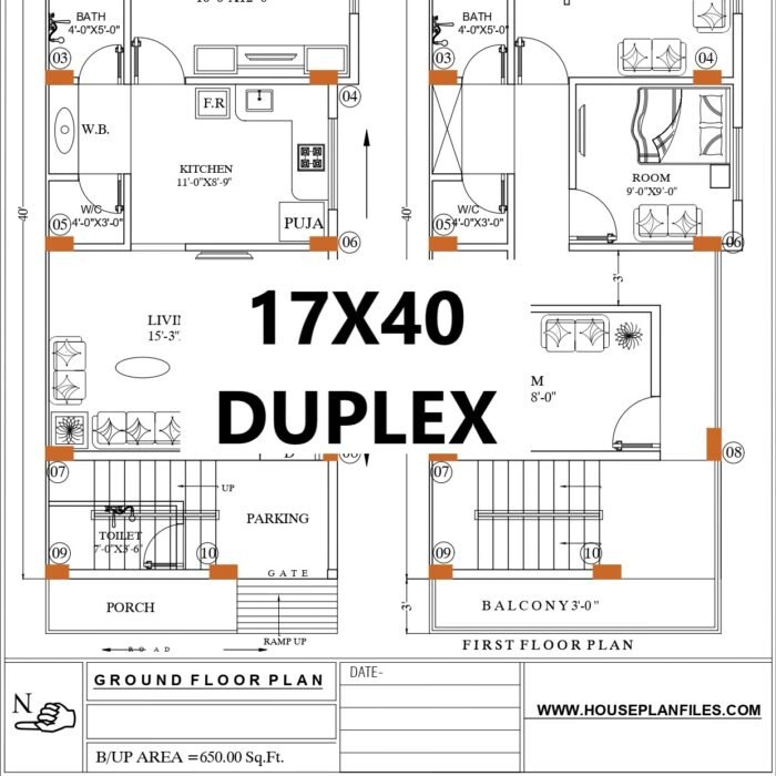 17x40 house plan 2 bhk