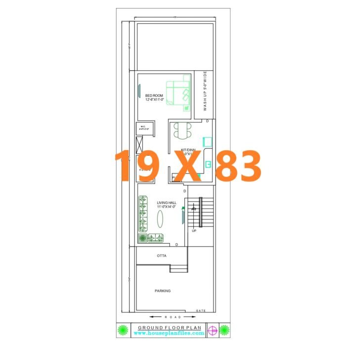 19x83 1 bhk house plan