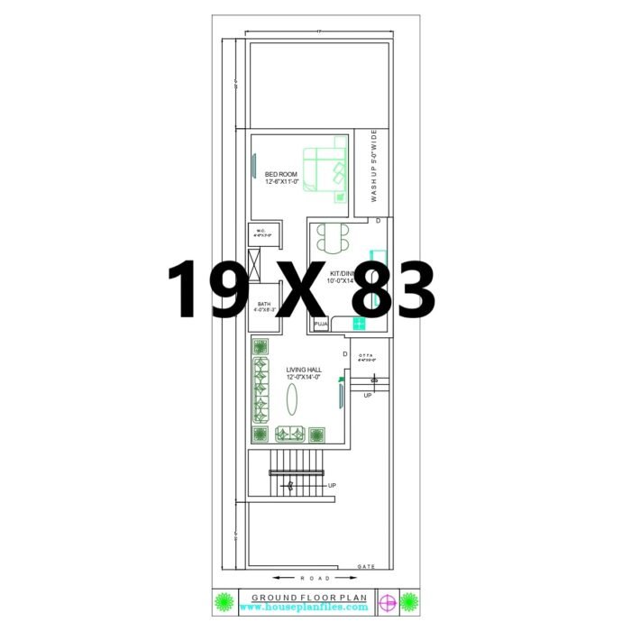 19x83 1 bhk house plan