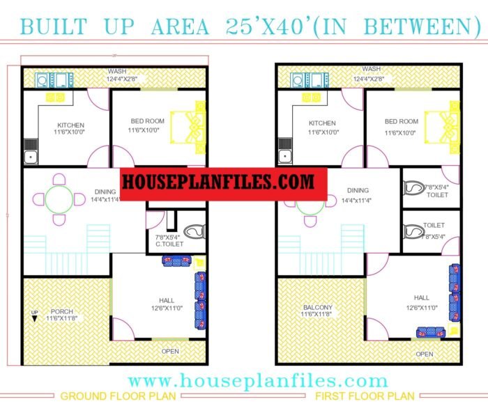 25x40 2 bedroom house plan