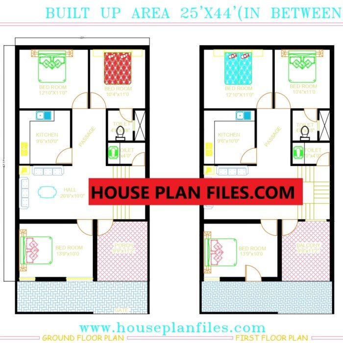 25*44 modern house plan