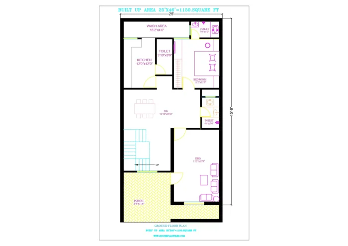 25x46 house plan | 25x46 home design |25 by 46 house plan