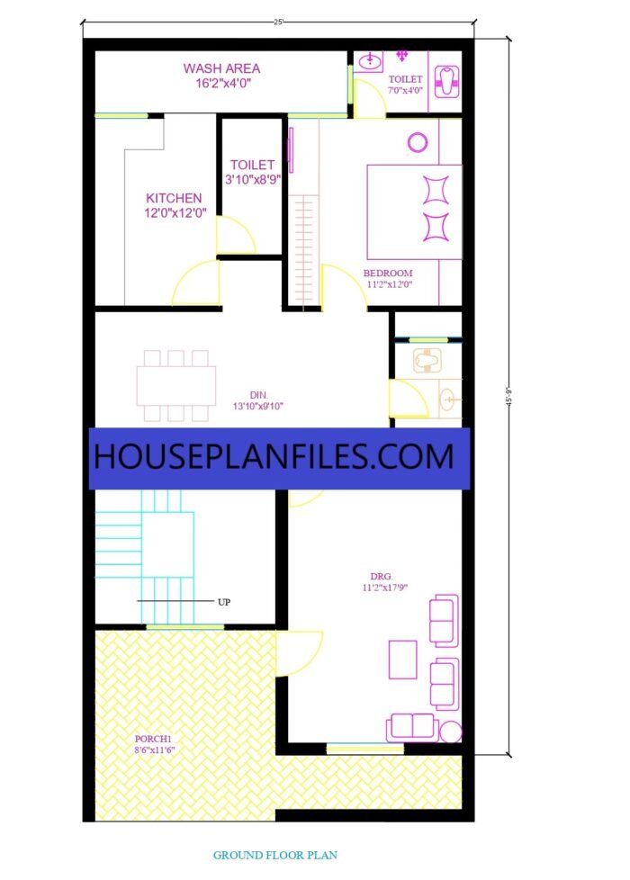 25*46 1bhk house plan