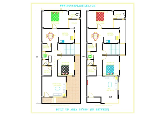 25 * 60 corner house plan