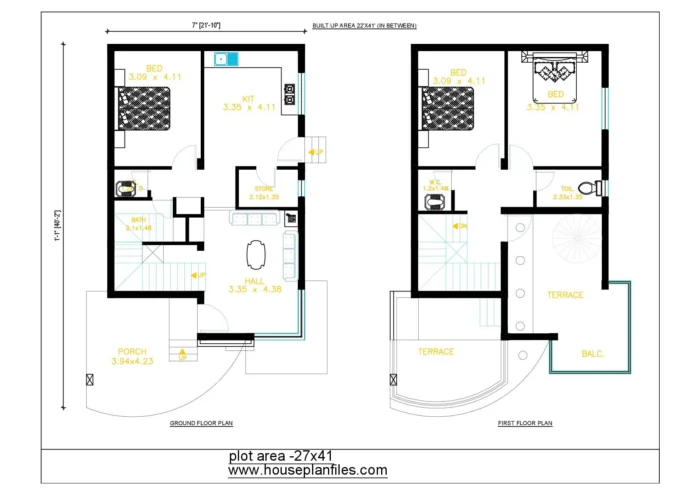 27 * 41 house plan