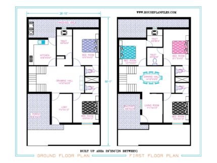 29 * 50 house plan 4bhk