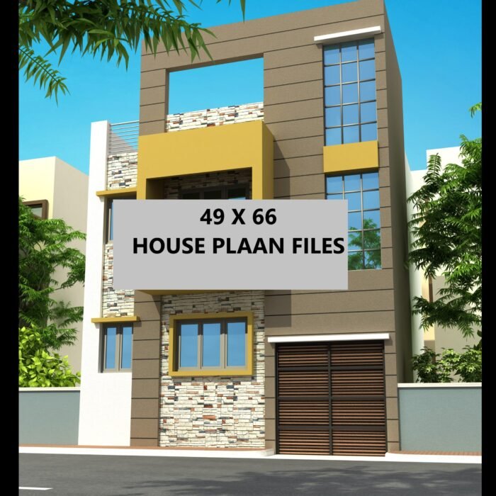 49x66 house plan 3d elevation