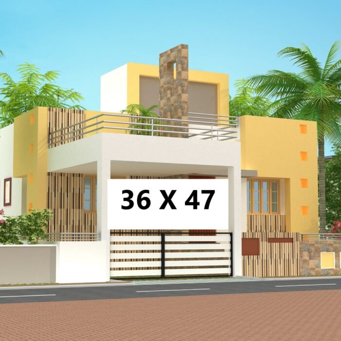 36x47 front 3d elevation