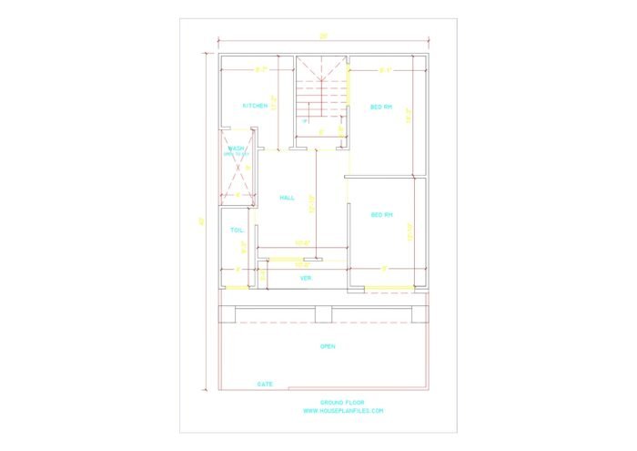 25 40 house plan without parking