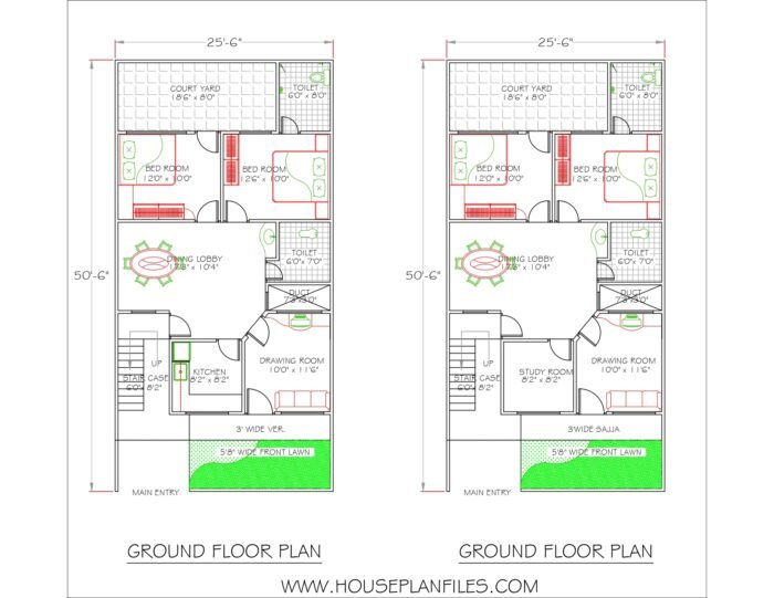 25 * 50 4 bhk house map |