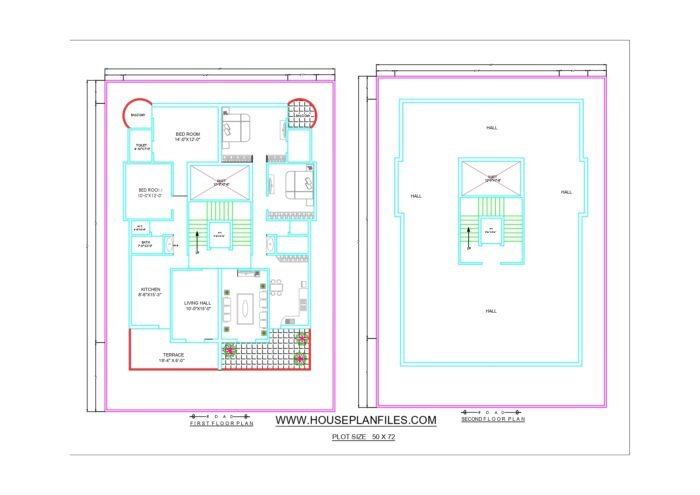 50x72 house plan