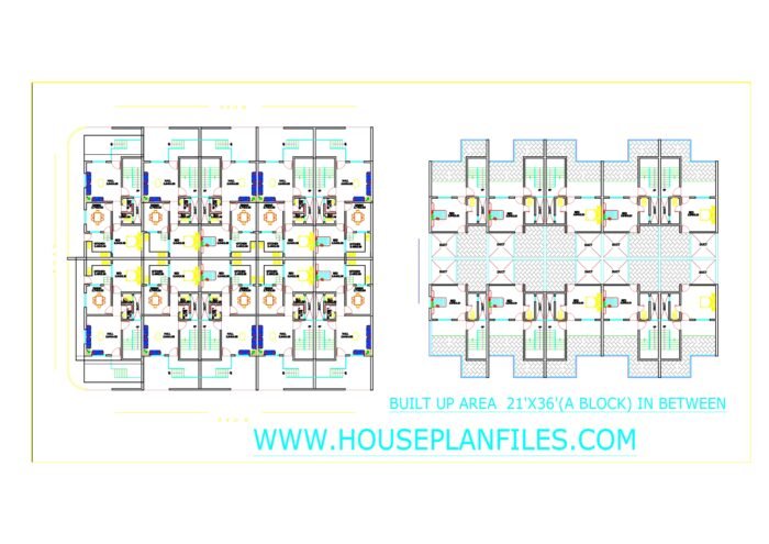 21x36 row house plan