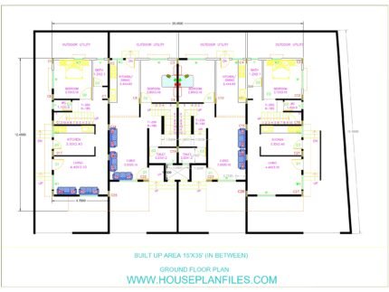 15x35 row house plan