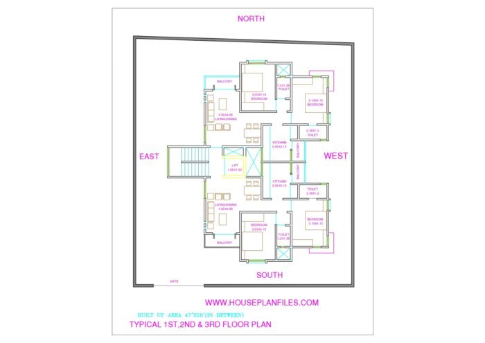 47x58 apartment house plan