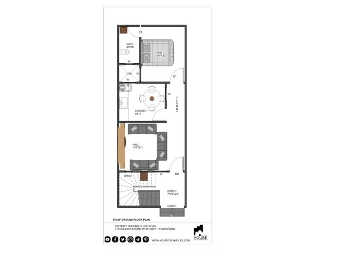 15 * 40 house plan