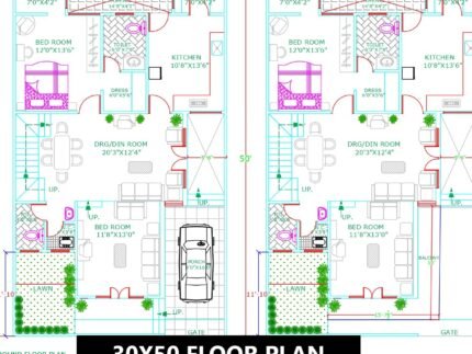 30x50 4 bhk house plan