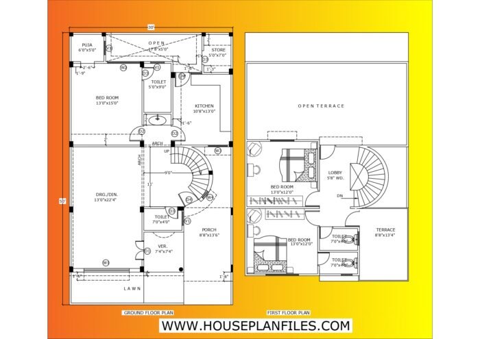 30x50 floor plan design