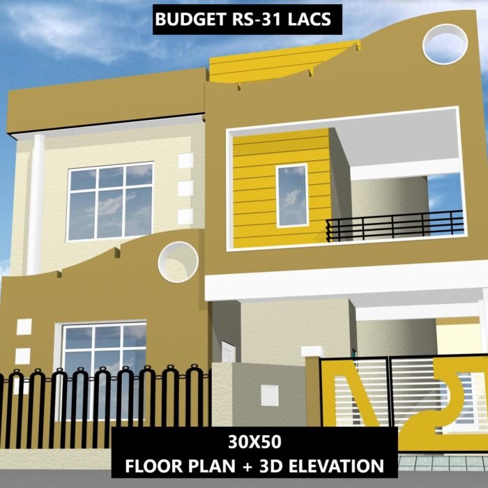 30 * 50 house plan 4 bedroom