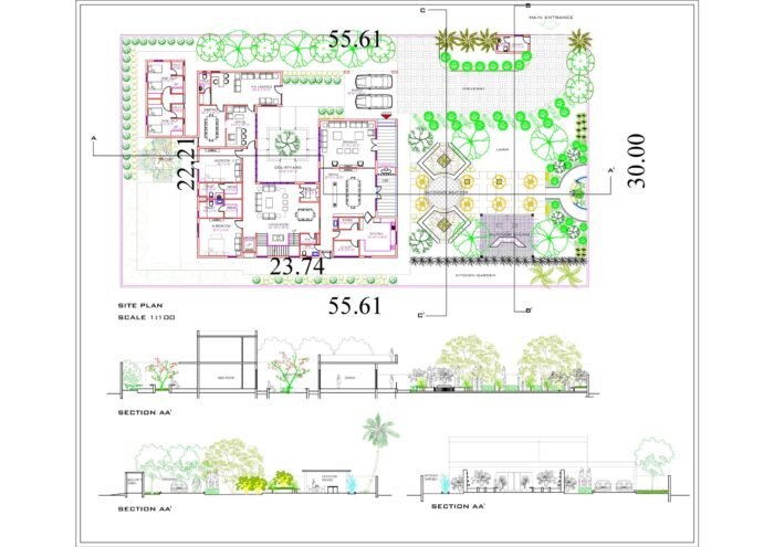 55 * 30 meter home design