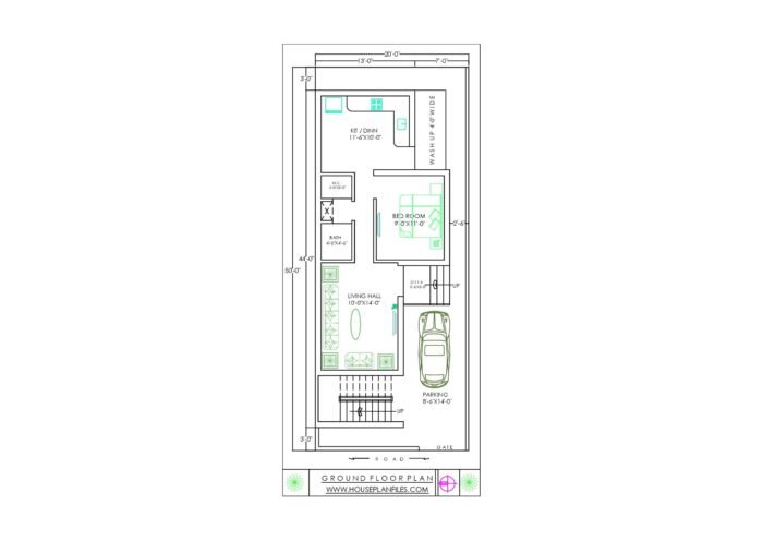 20x50 house plan ground floor