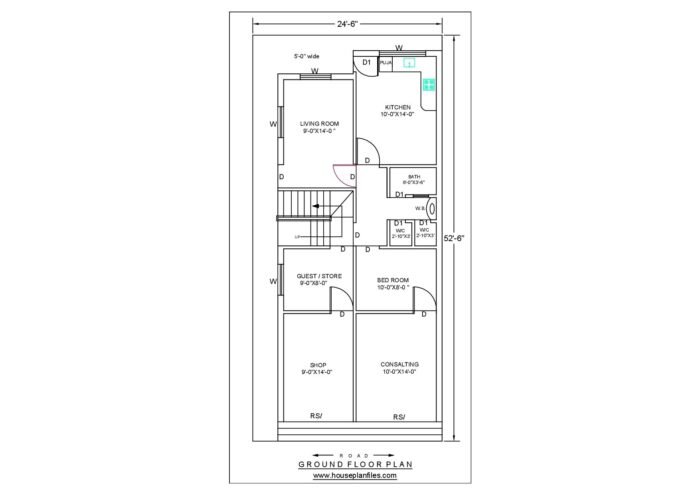 24 * 50 shop house plan