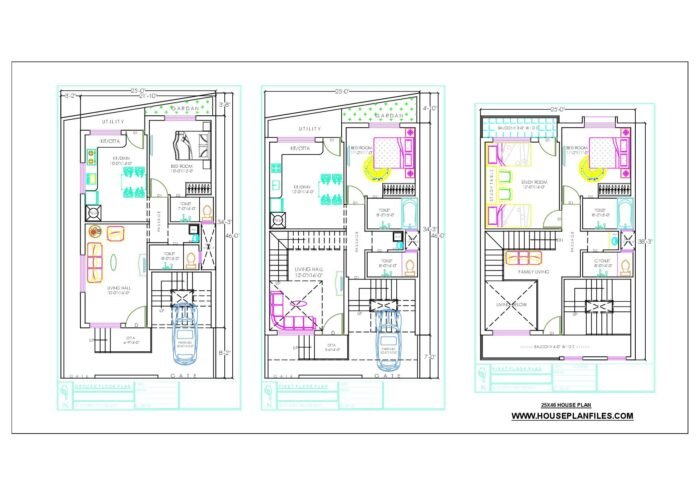 25 * 46 house plan 3 storey