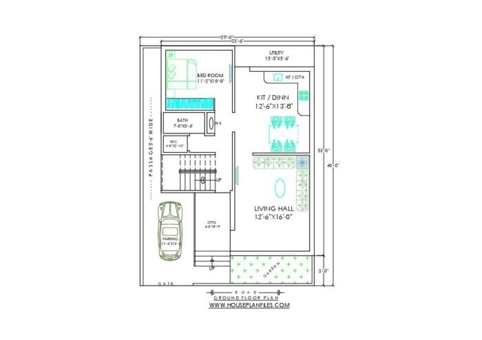 29 * 40 house plan ground floor