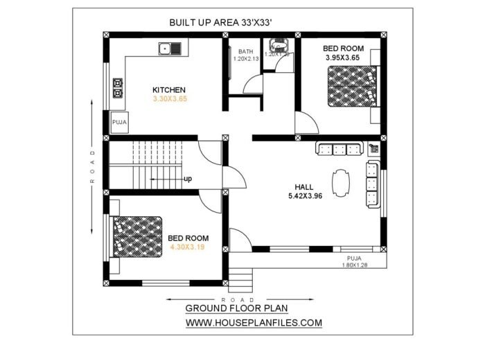 33 * 33 house plan