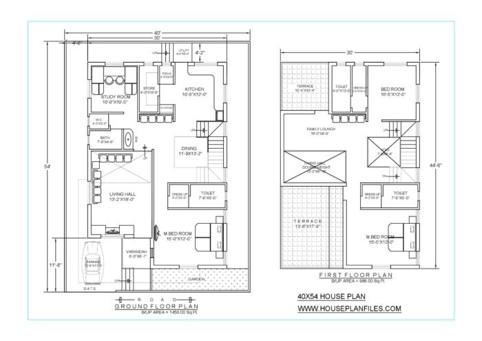 40 * 50 clinic cum doctor residence plan