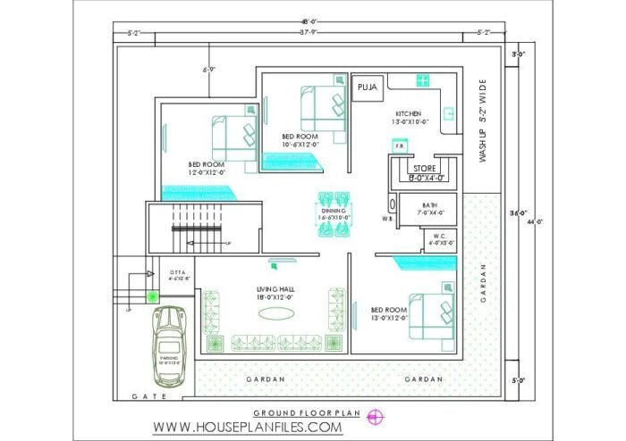 48 by 44 house plan