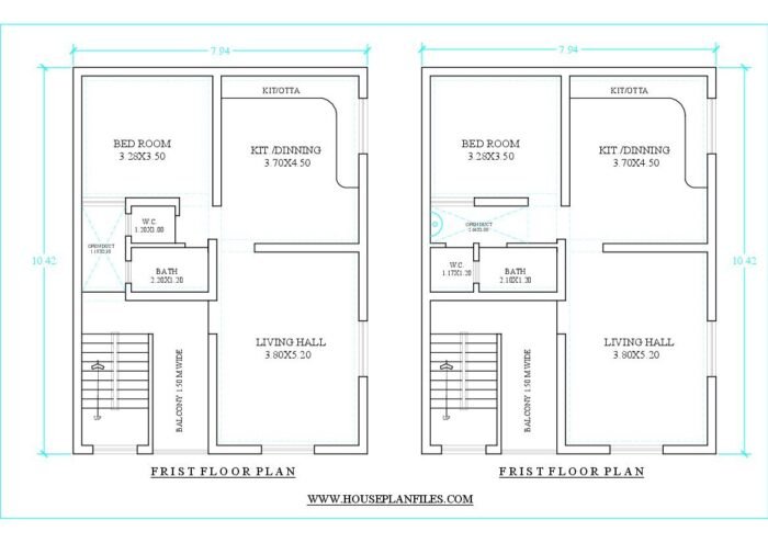 7.94 * 10. 42 meter house plan