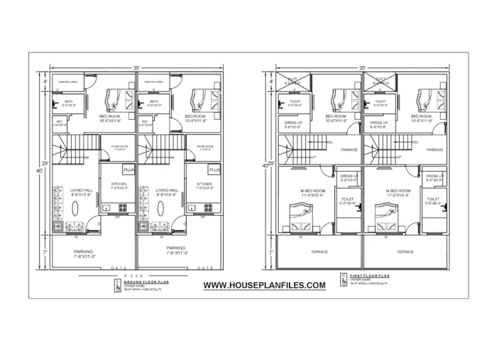 17x40 row house plan