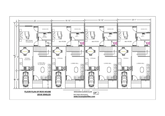 20 * 40 row house plan singlex