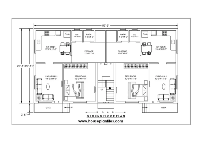 54 * 28 rental house plan