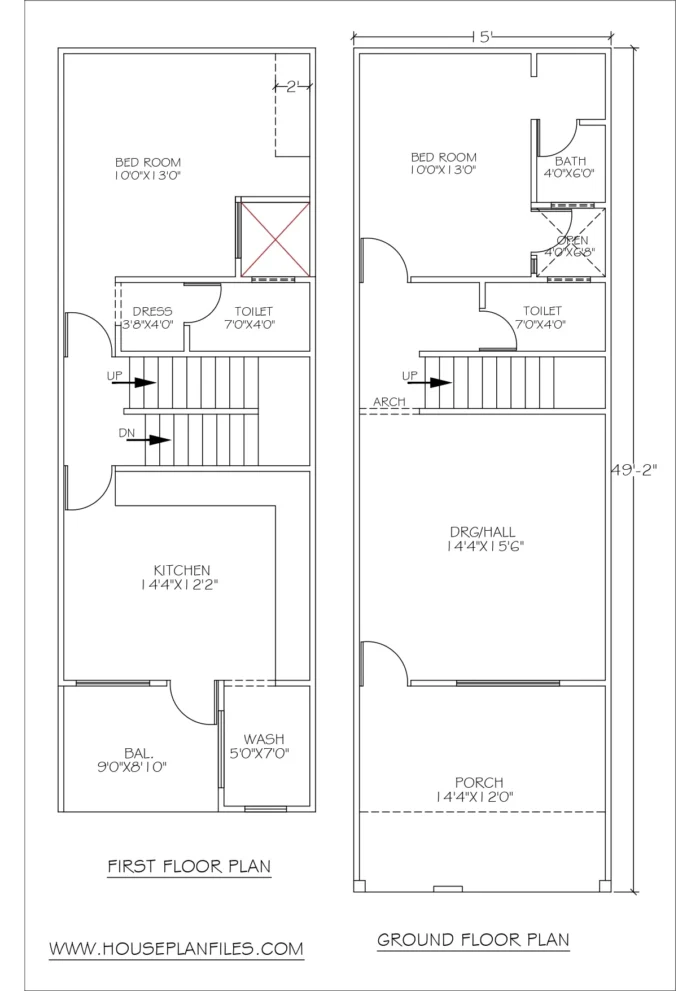 15x50 house plan with car parking