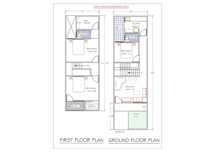 15 by 50 house plan