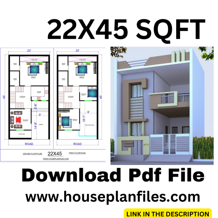 22x45 house plan 3d