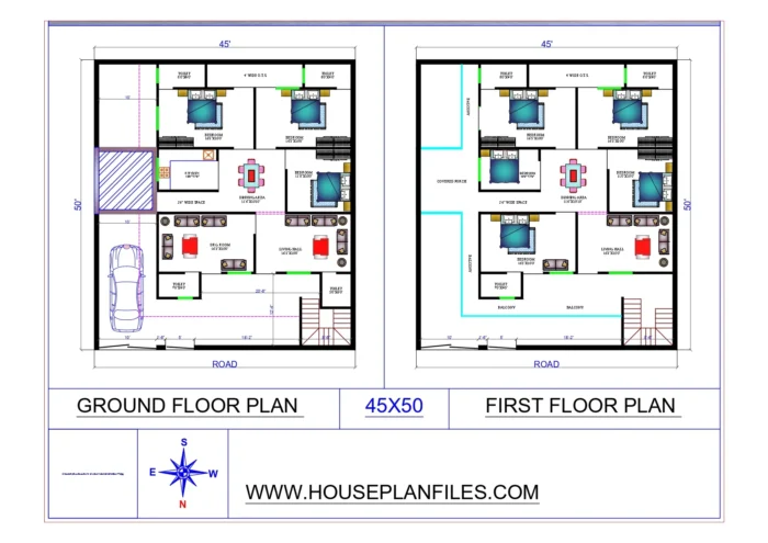 45 * 50 house plan