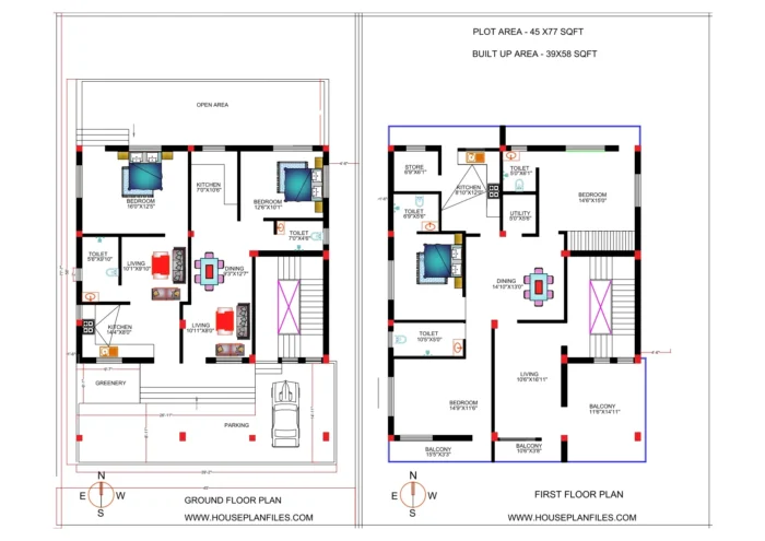 45x77 house plan