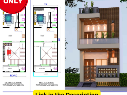 15X40 house plan 3d