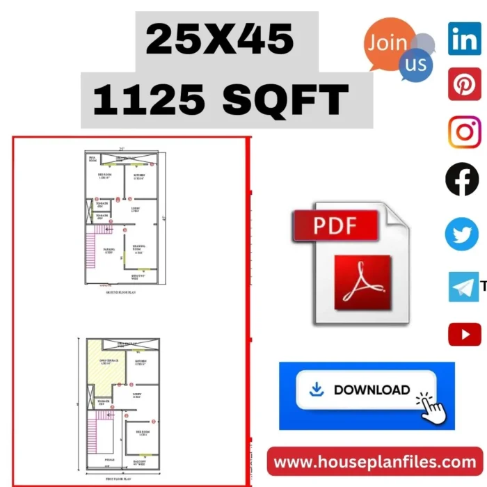 25 * 45 house plan with car parking