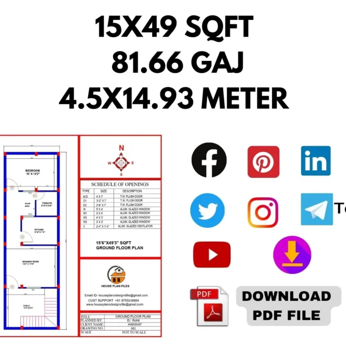 15 * 49 house plan