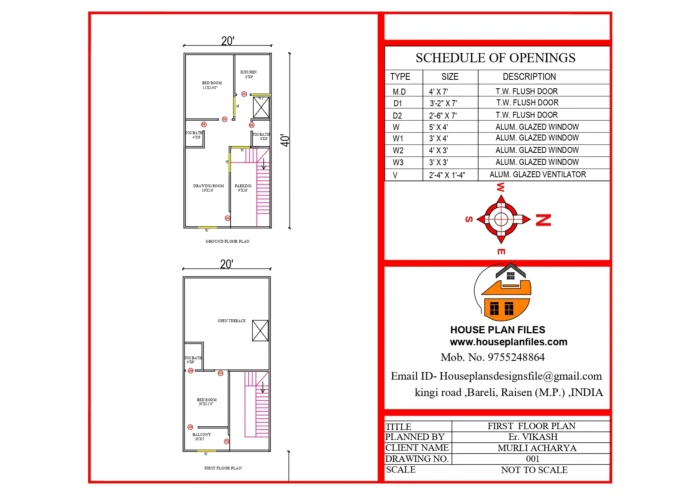 20 * 40 first floor house plan