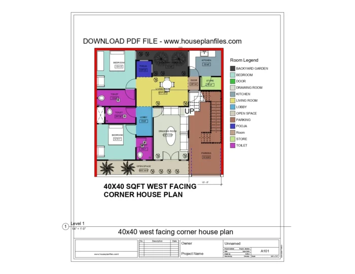 40 * 40 2 bhk house plan