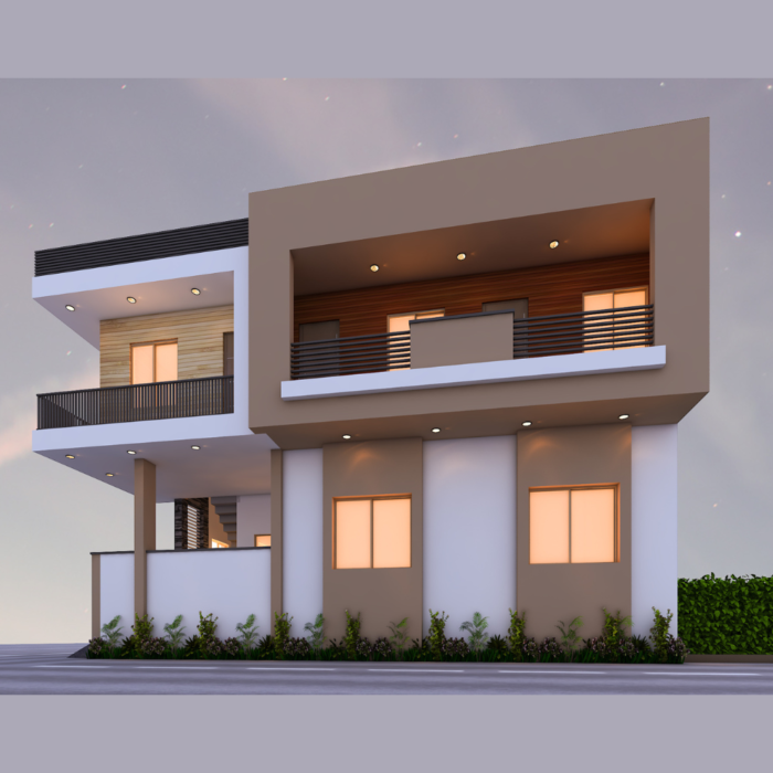 24x45 house 3d elevation corner