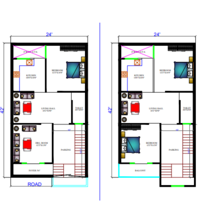 24 * 42 house plan