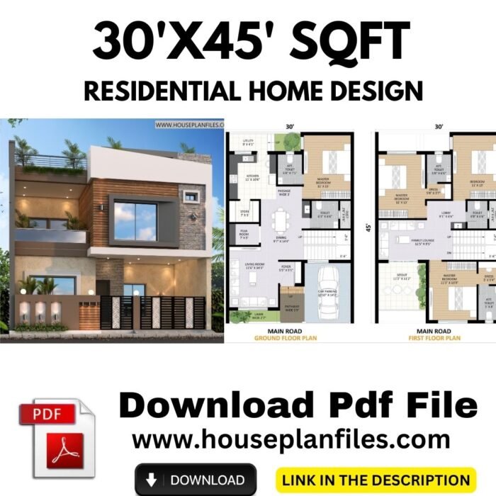 30 by 45 house plans 3d